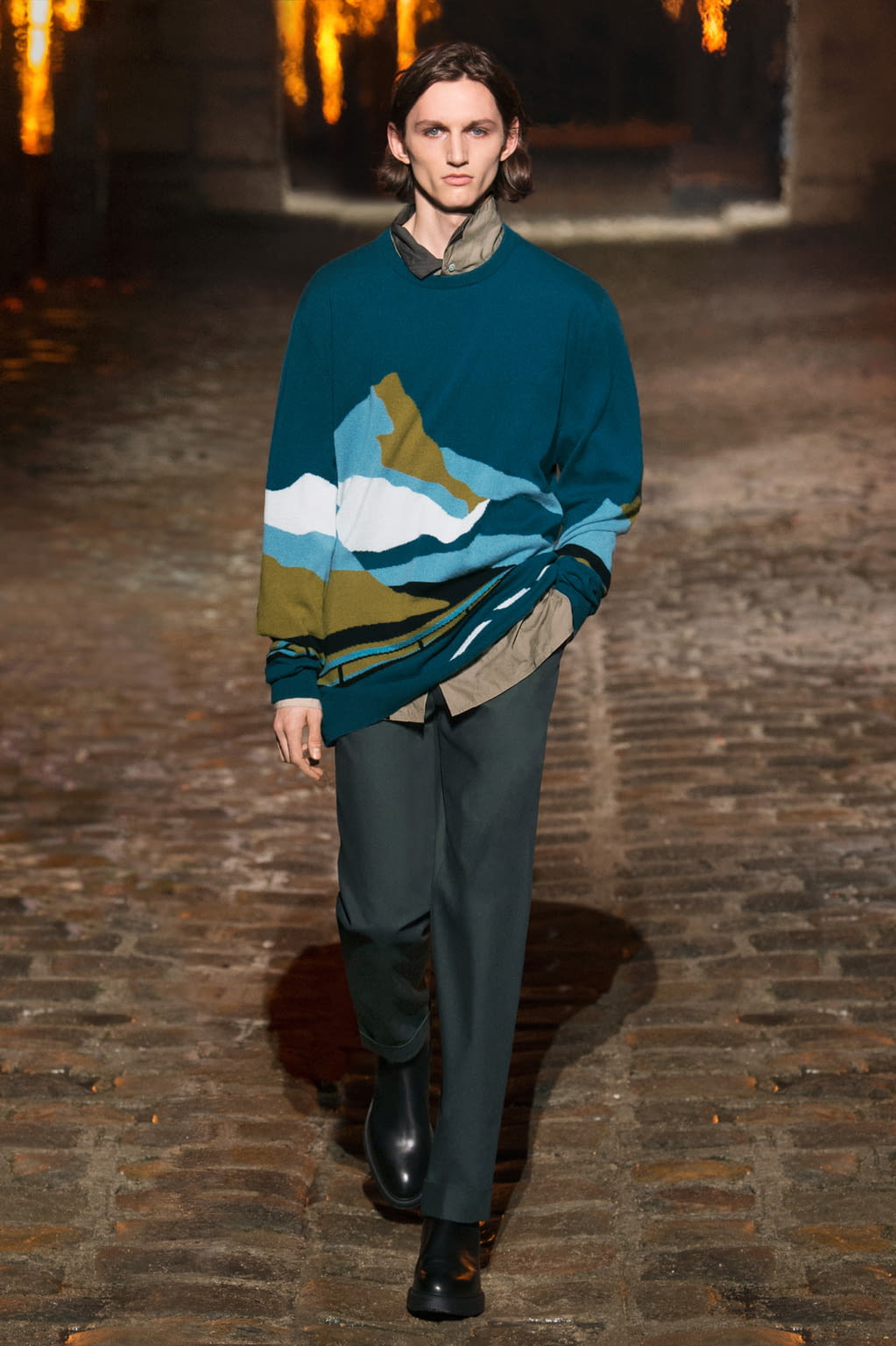 Fashion Week Paris Fall/Winter 2018 look 8 from the Hermès collection 男装