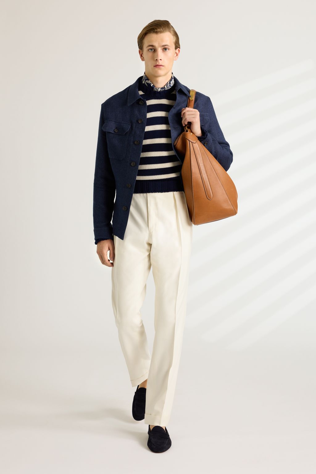 Fashion Week New York Spring-Summer 2025 look 14 from the Ralph Lauren Purple Label collection menswear
