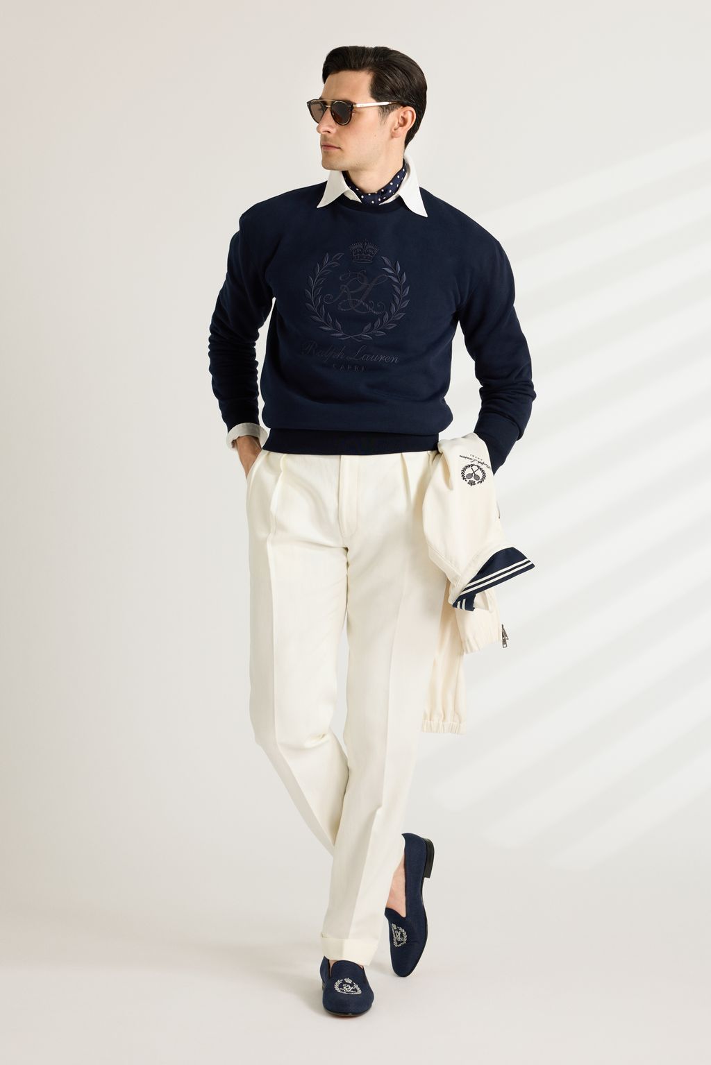 Fashion Week New York Spring-Summer 2025 look 16 from the Ralph Lauren Purple Label collection menswear