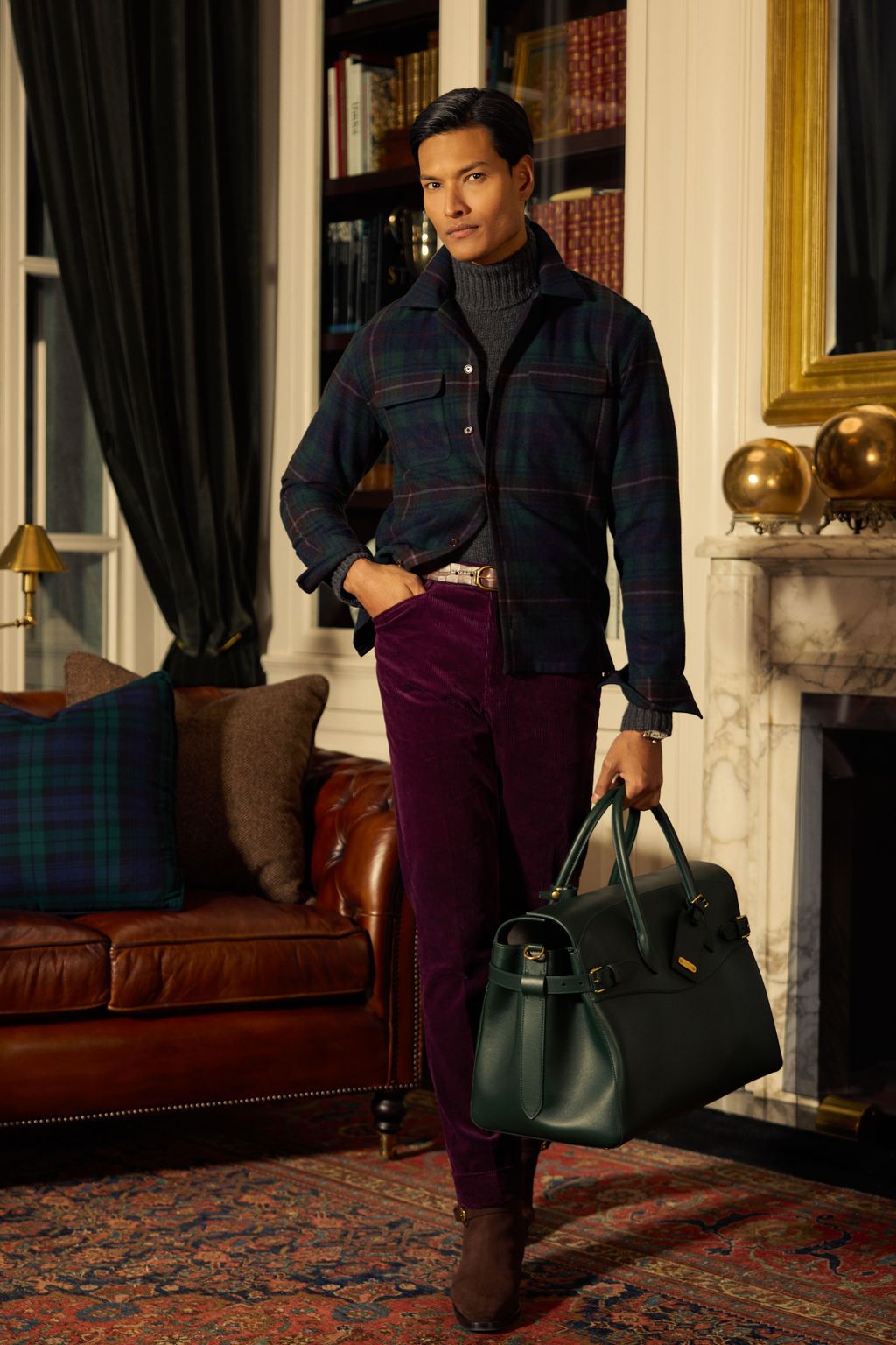 Fashion Week New York Fall/Winter 2024 look 28 from the Ralph Lauren Purple Label collection menswear