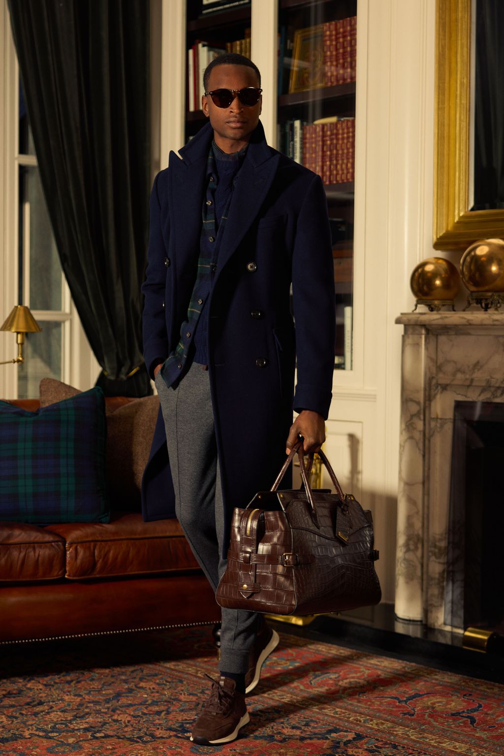 Fashion Week New York Fall/Winter 2024 look 29 from the Ralph Lauren Purple Label collection menswear