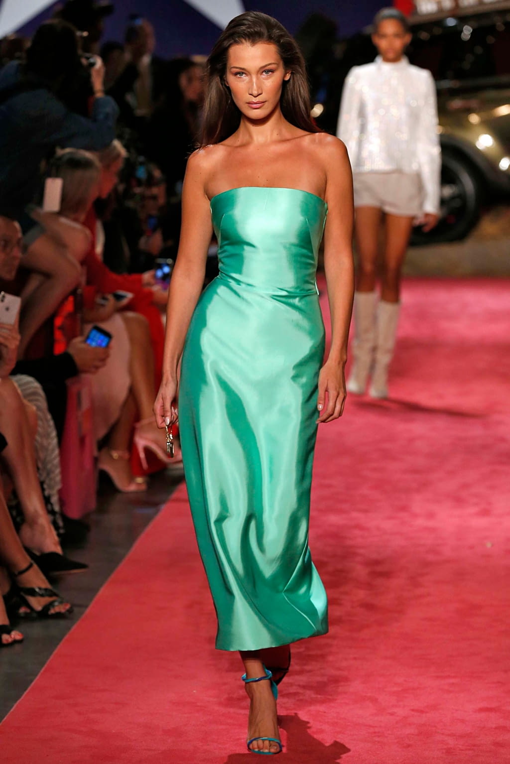 Brandon Maxwell Plunging Ruched Bow Bustier Ombre Gown