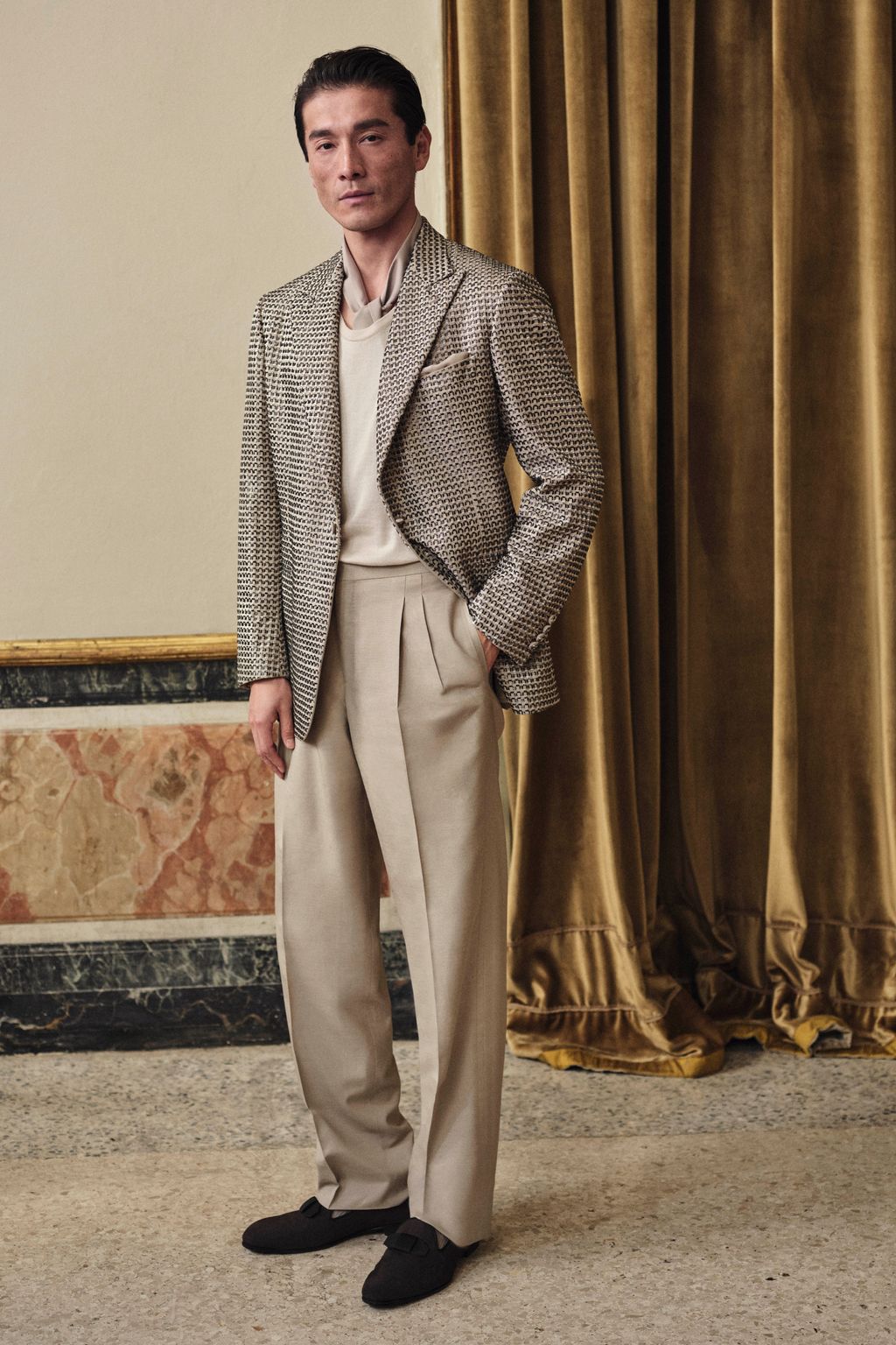 Fashion Week Milan Fall/Winter 2025 look 44 from the Brioni collection menswear