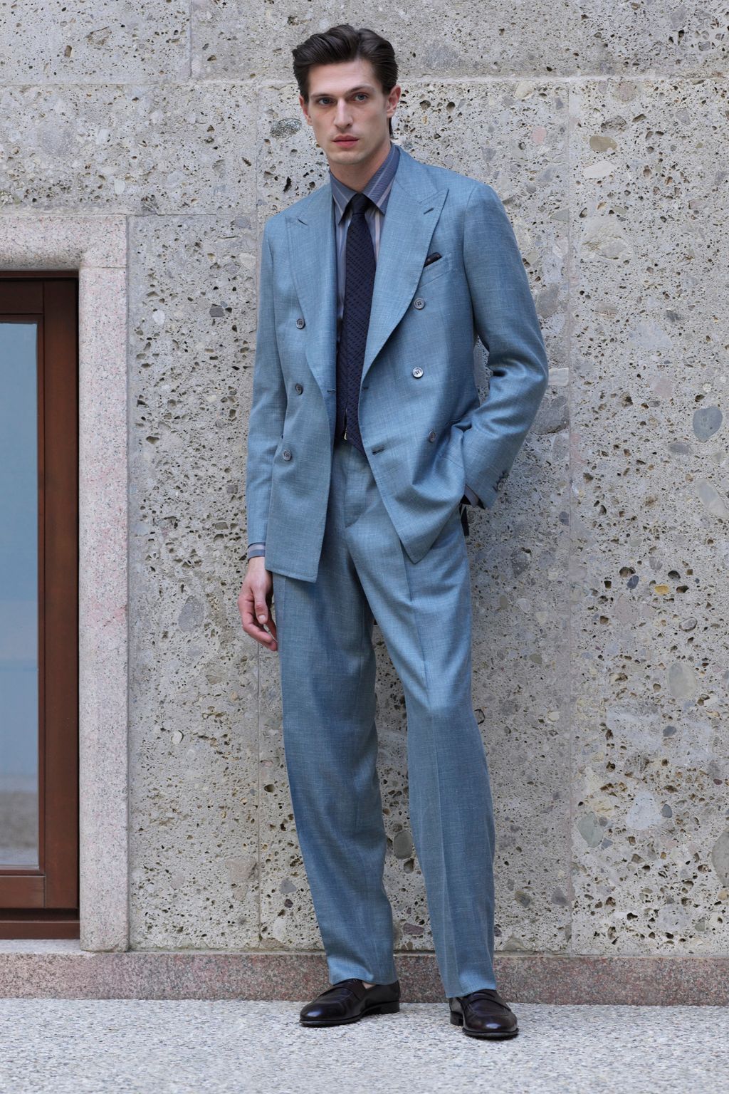 Fashion Week Milan Spring-Summer 2025 look 10 from the Brioni collection menswear