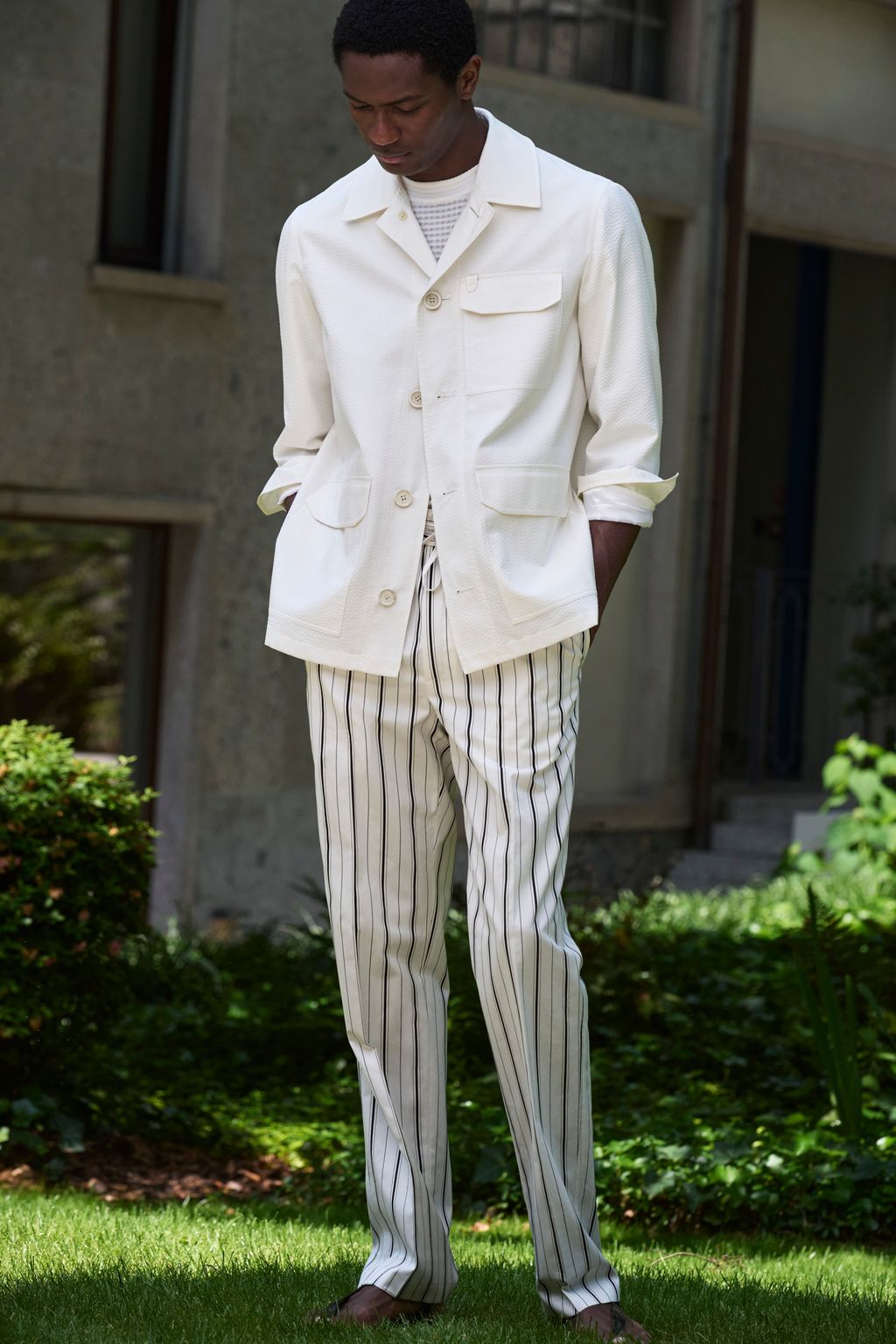 Fashion Week Milan Spring-Summer 2025 look 34 from the Brioni collection menswear