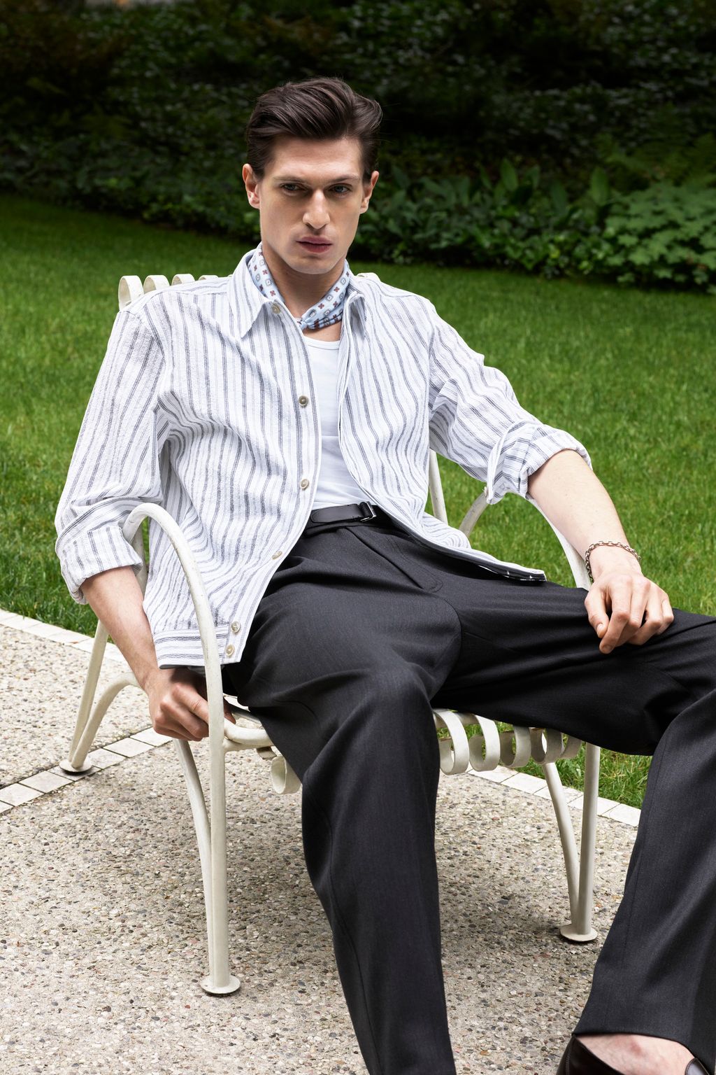 Fashion Week Milan Spring-Summer 2025 look 5 from the Brioni collection menswear