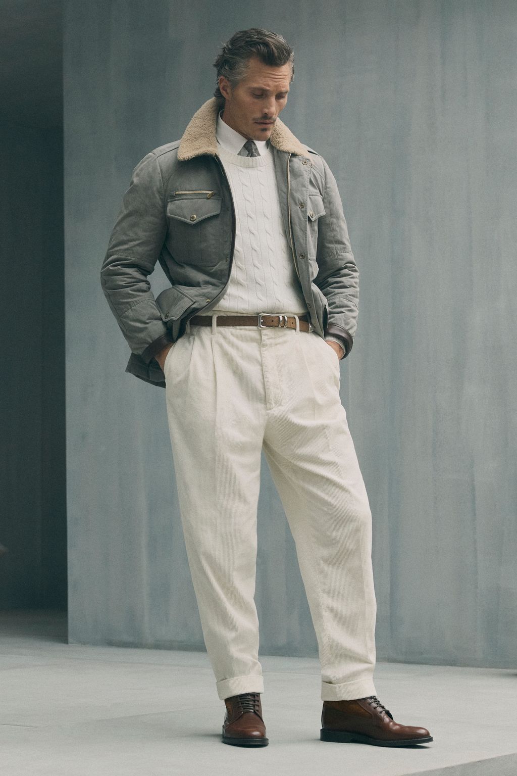 Fashion Week Milan Fall/Winter 2026 look 9 from the Brunello Cucinelli collection menswear