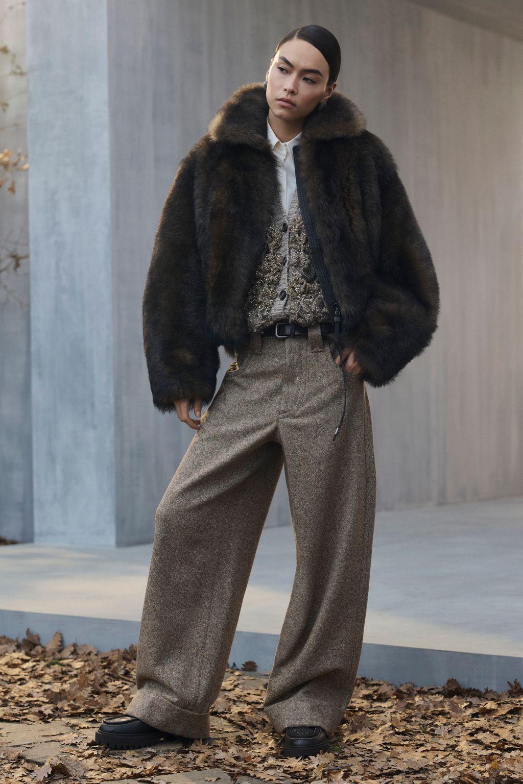 Fashion Week Milan Fall/Winter 2026 look 3 de la collection Brunello Cucinelli womenswear