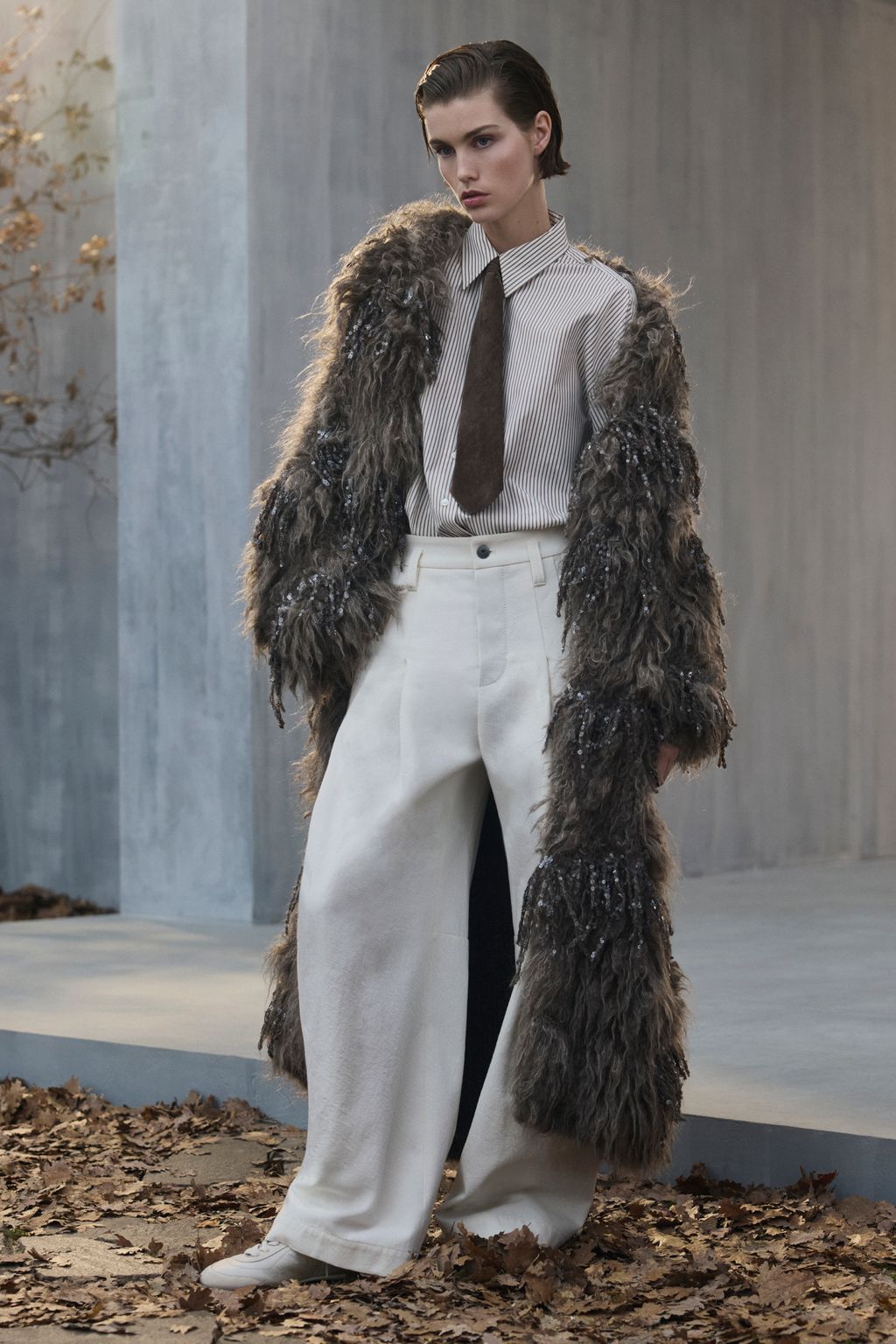 Fashion Week Milan Fall/Winter 2026 look 4 from the Brunello Cucinelli collection womenswear