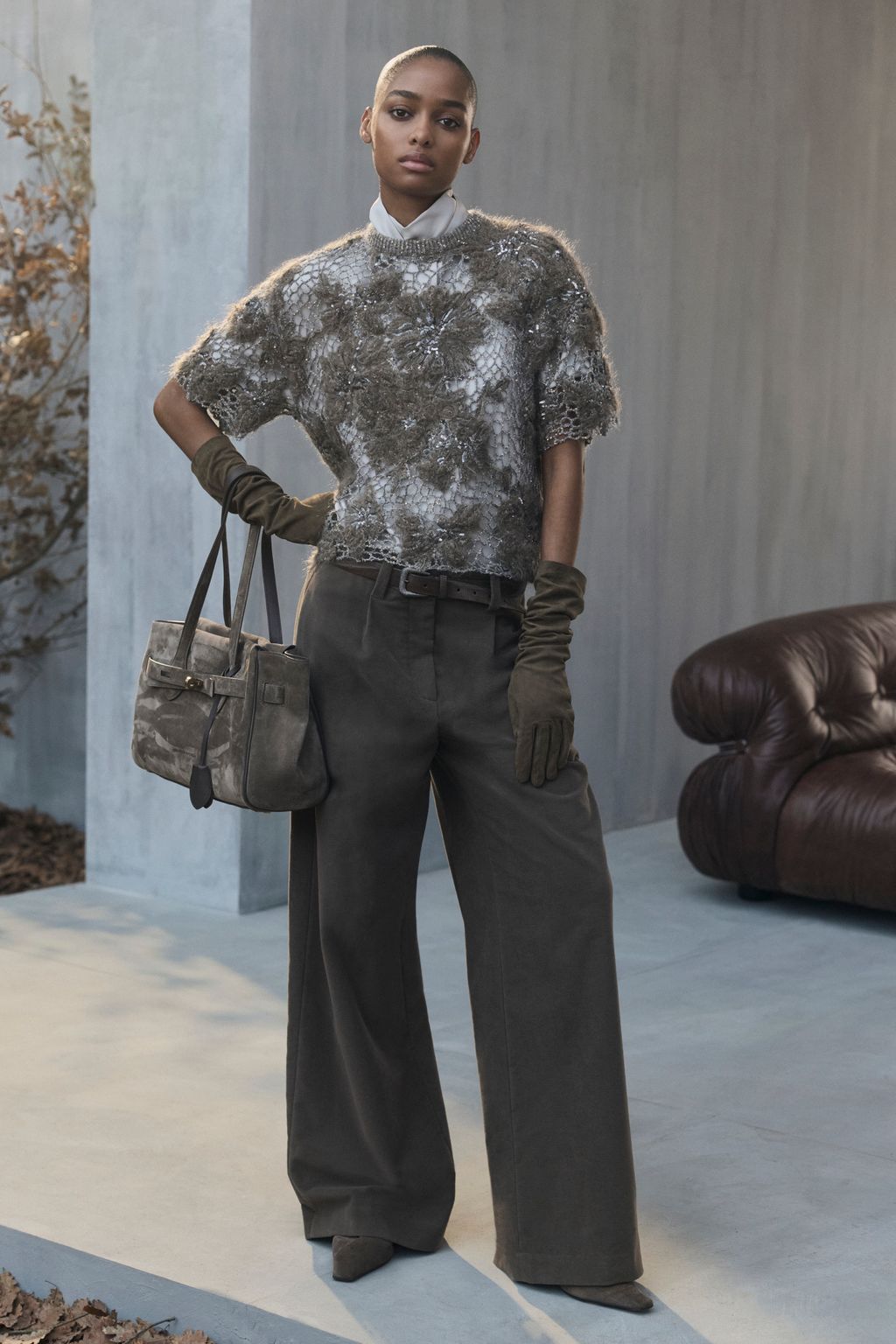 Fashion Week Milan Fall/Winter 2026 look 5 de la collection Brunello Cucinelli womenswear