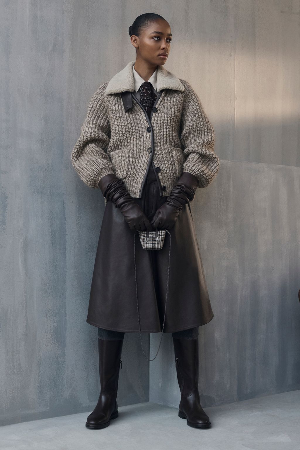 Fashion Week Milan Fall/Winter 2026 look 10 from the Brunello Cucinelli collection womenswear