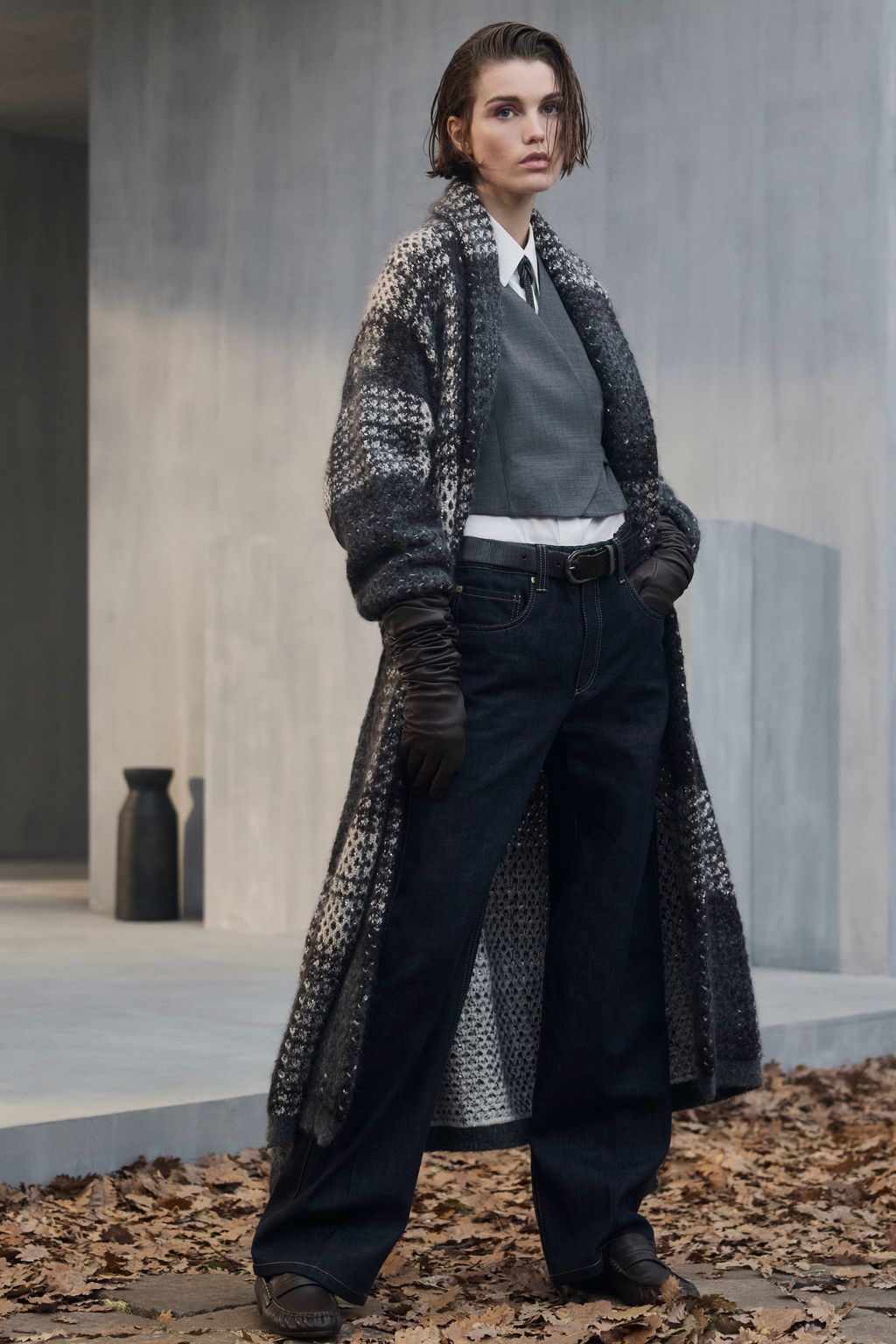 Fashion Week Milan Fall/Winter 2026 look 26 de la collection Brunello Cucinelli womenswear