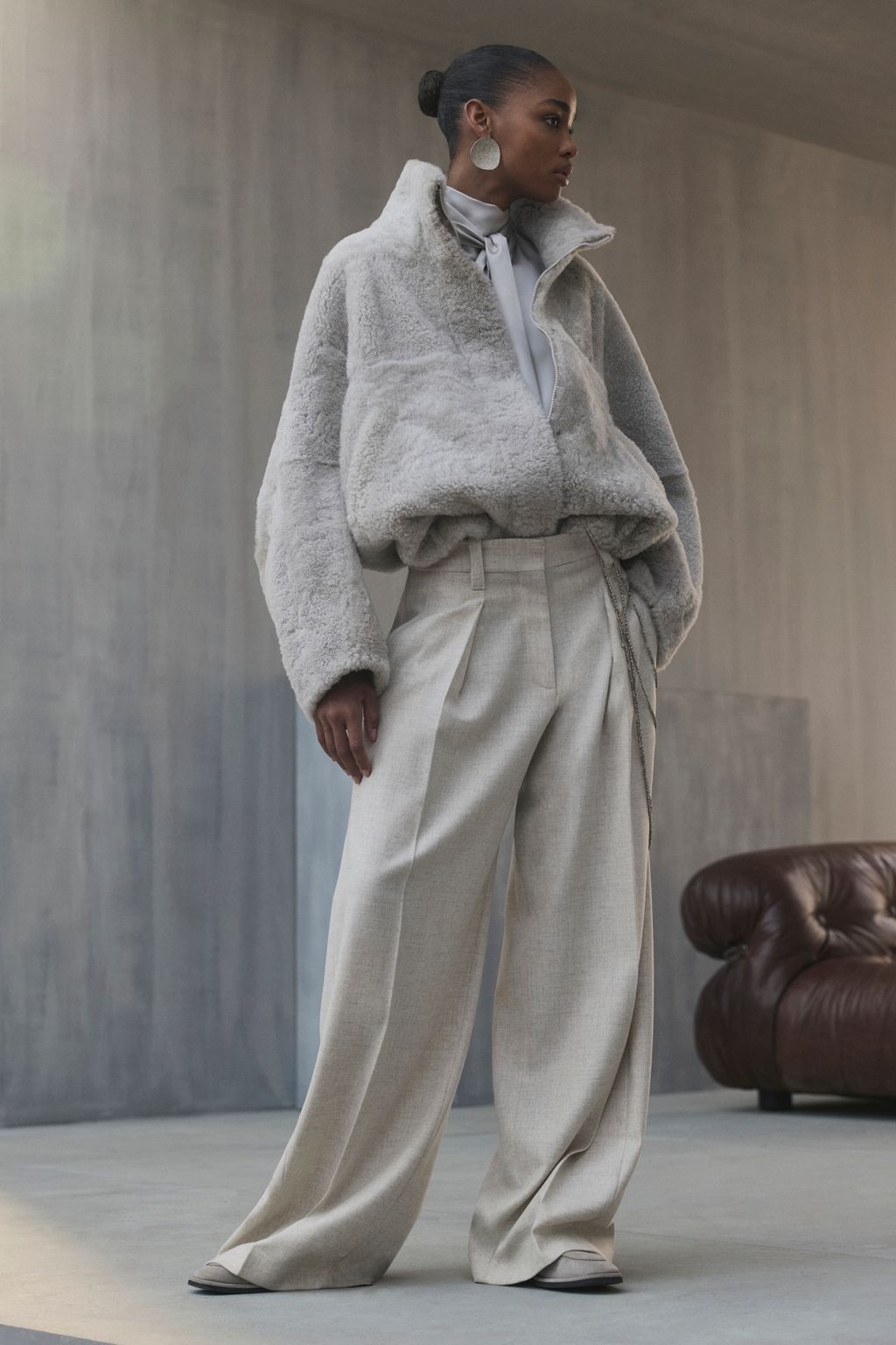 Fashion Week Milan Fall/Winter 2026 look 34 from the Brunello Cucinelli collection womenswear