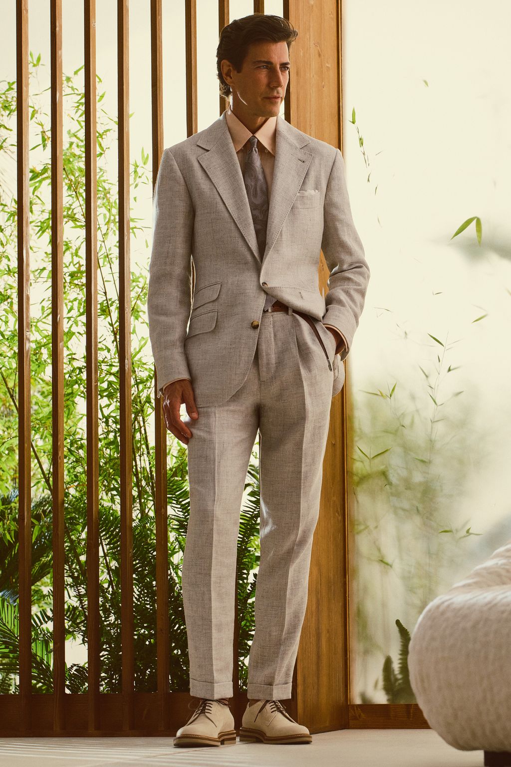 Fashion Week Milan Spring-Summer 2025 look 3 from the Brunello Cucinelli collection menswear