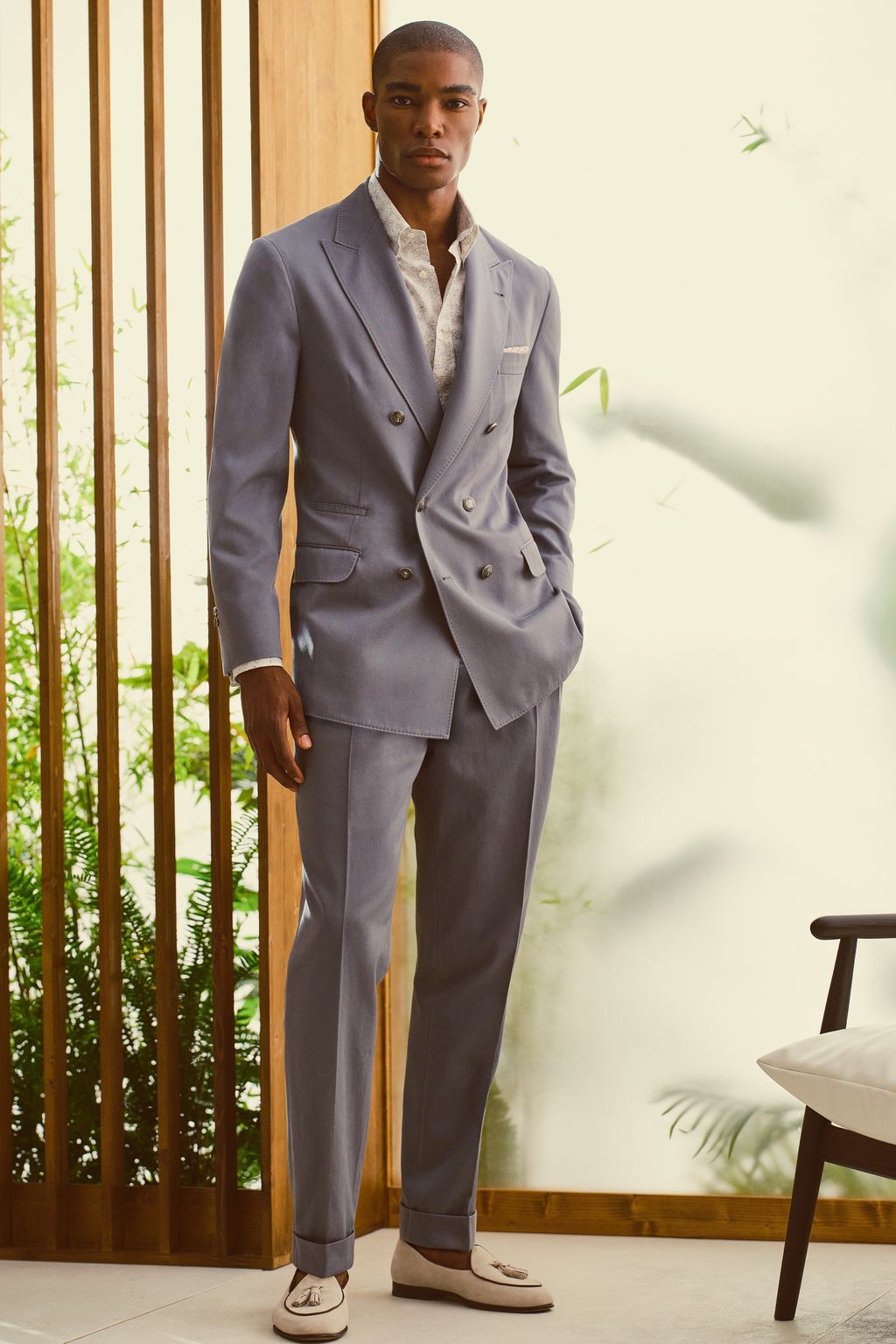 Fashion Week Milan Spring-Summer 2025 look 17 from the Brunello Cucinelli collection 男装