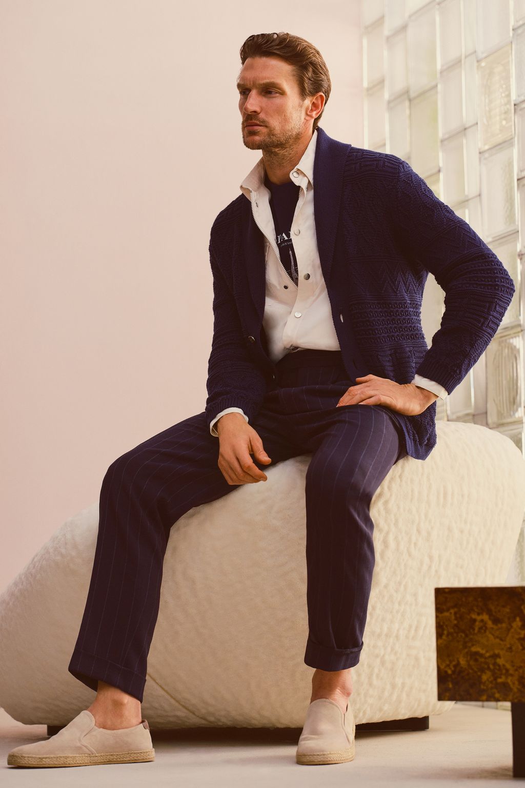 Fashion Week Milan Spring-Summer 2025 look 28 from the Brunello Cucinelli collection menswear