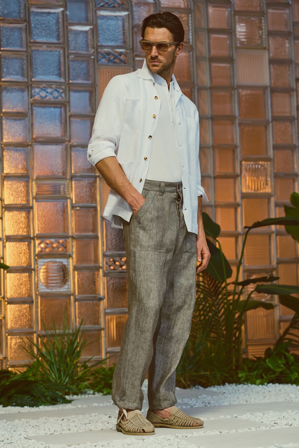 Fashion Week Milan Spring-Summer 2025 look 34 from the Brunello Cucinelli collection 男装