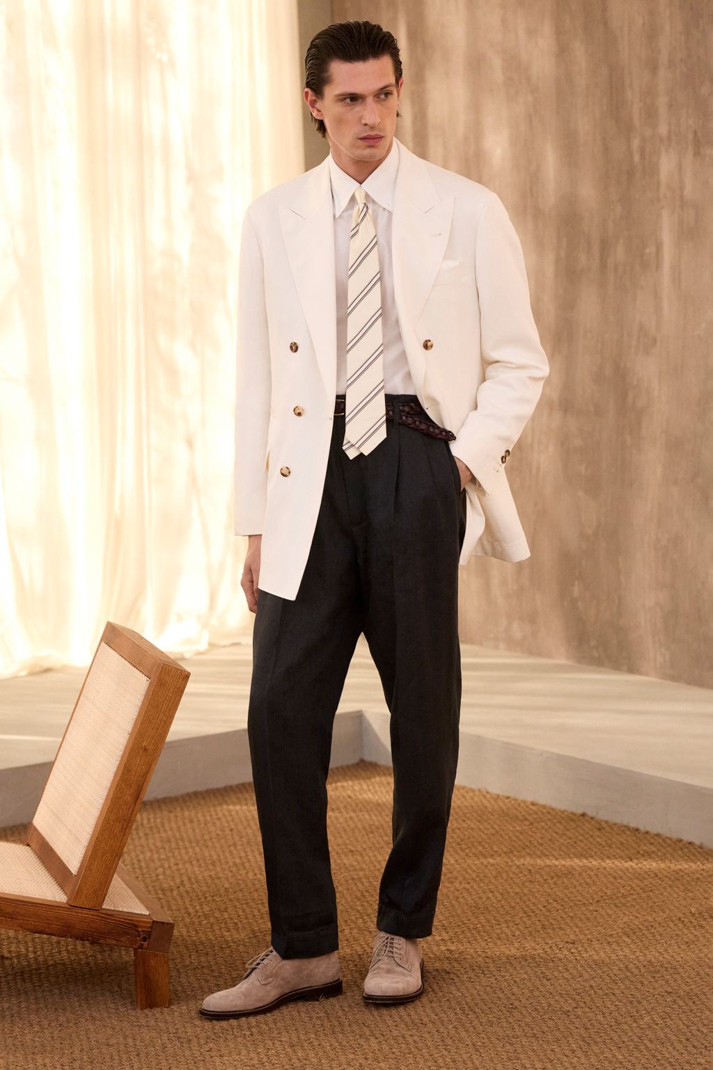 Fashion Week Milan Spring/Summer 2026 look 12 from the Brunello Cucinelli collection menswear