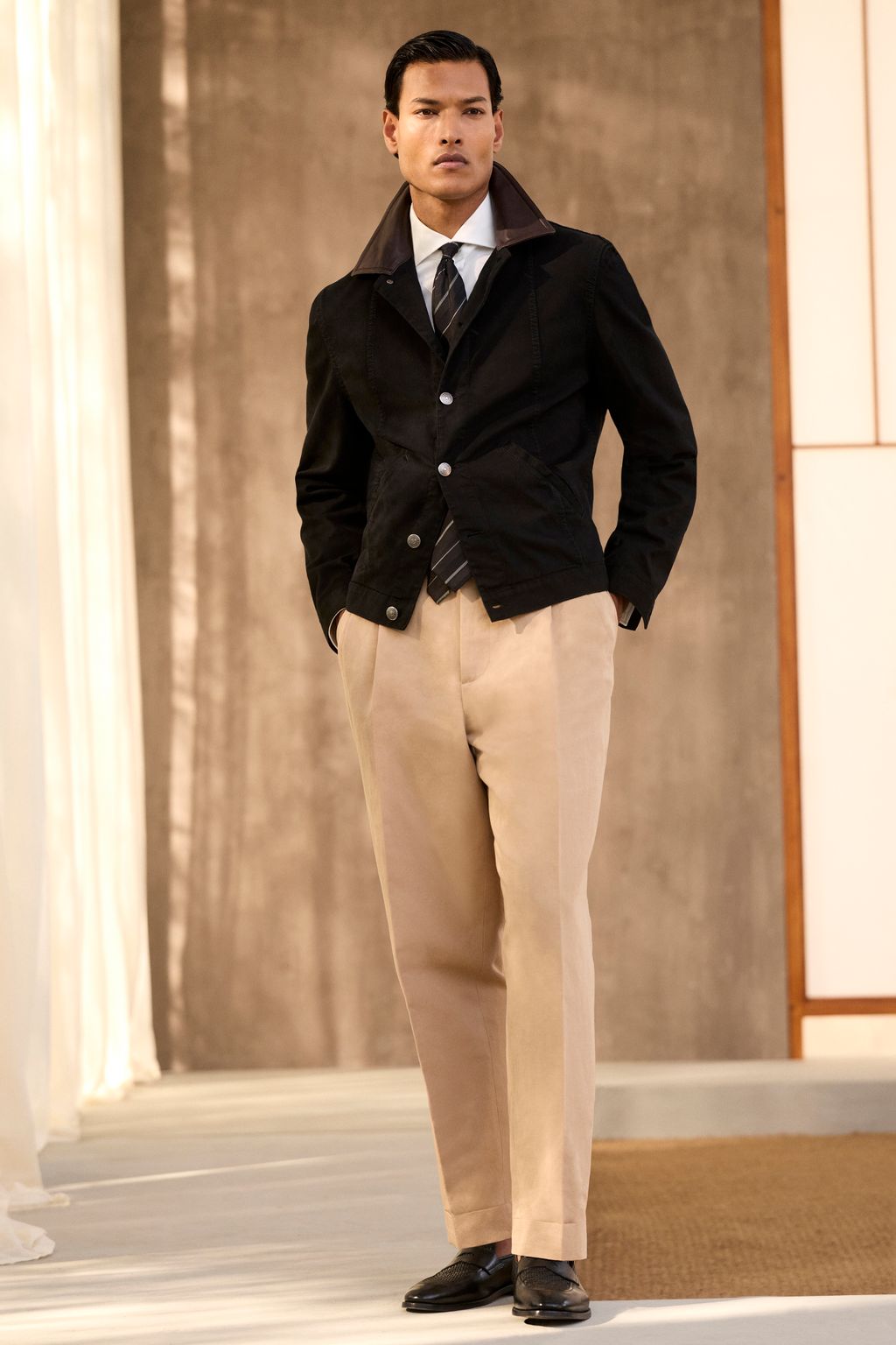 Fashion Week Milan Spring/Summer 2026 look 25 from the Brunello Cucinelli collection menswear
