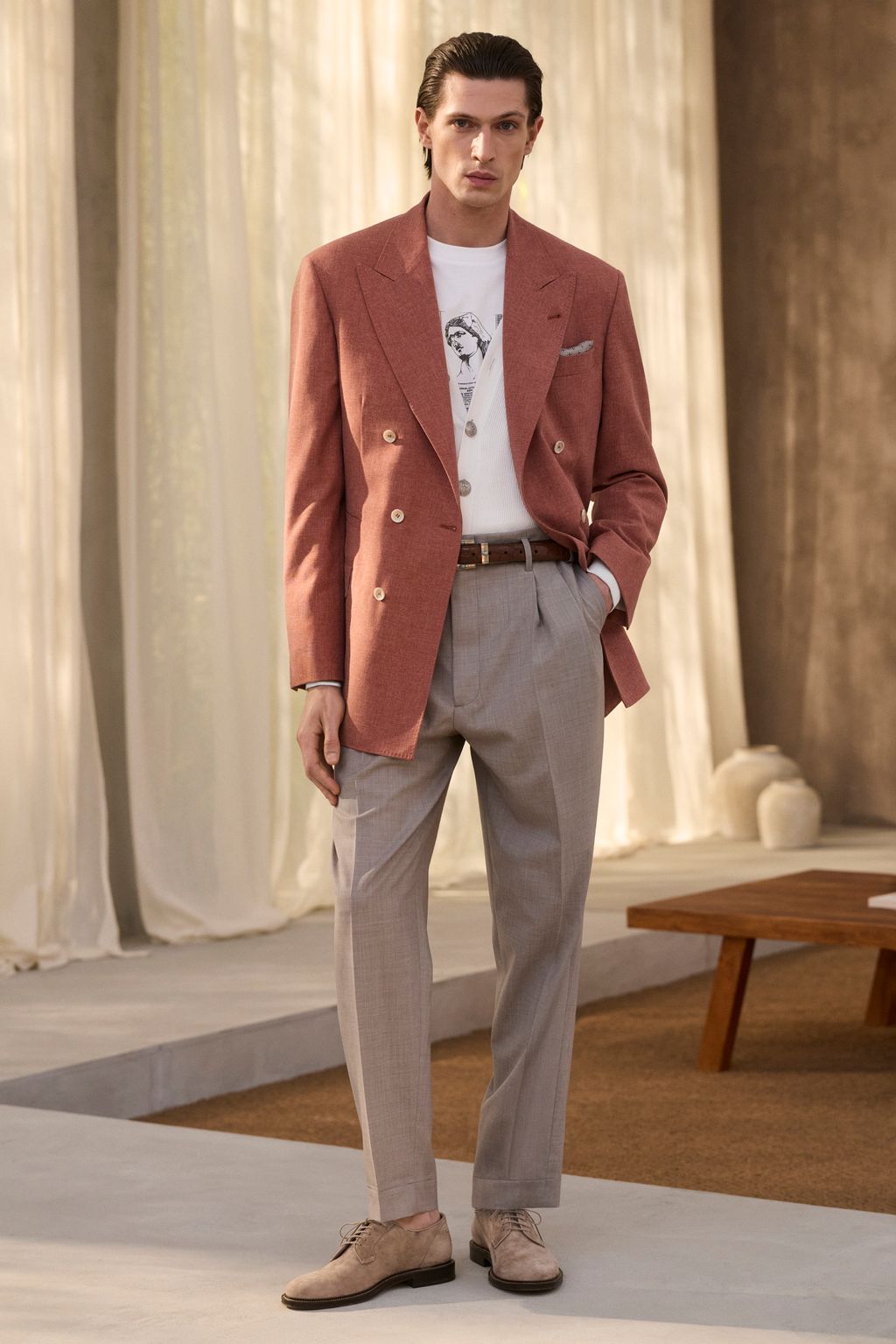 Fashion Week Milan Spring/Summer 2026 look 27 from the Brunello Cucinelli collection menswear