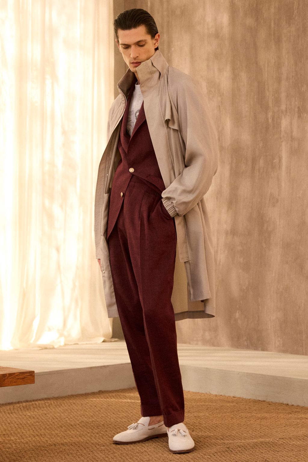 Fashion Week Milan Spring/Summer 2026 look 48 from the Brunello Cucinelli collection 男装