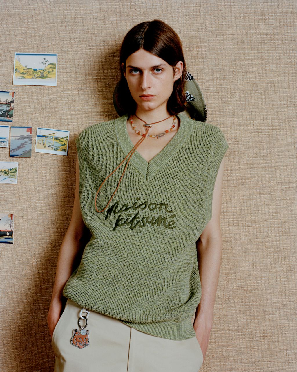 Fashion Week Paris Spring/Summer 2024 look 7 de la collection Maison Kitsuné menswear