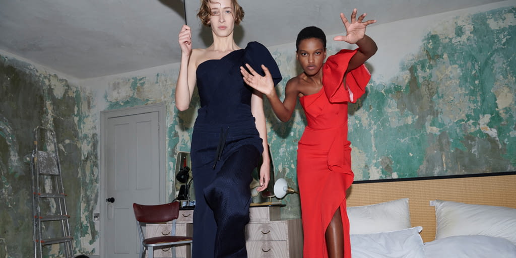 Fashion Week London Pre-Fall 2019 look 10 from the Roland Mouret collection womenswear
