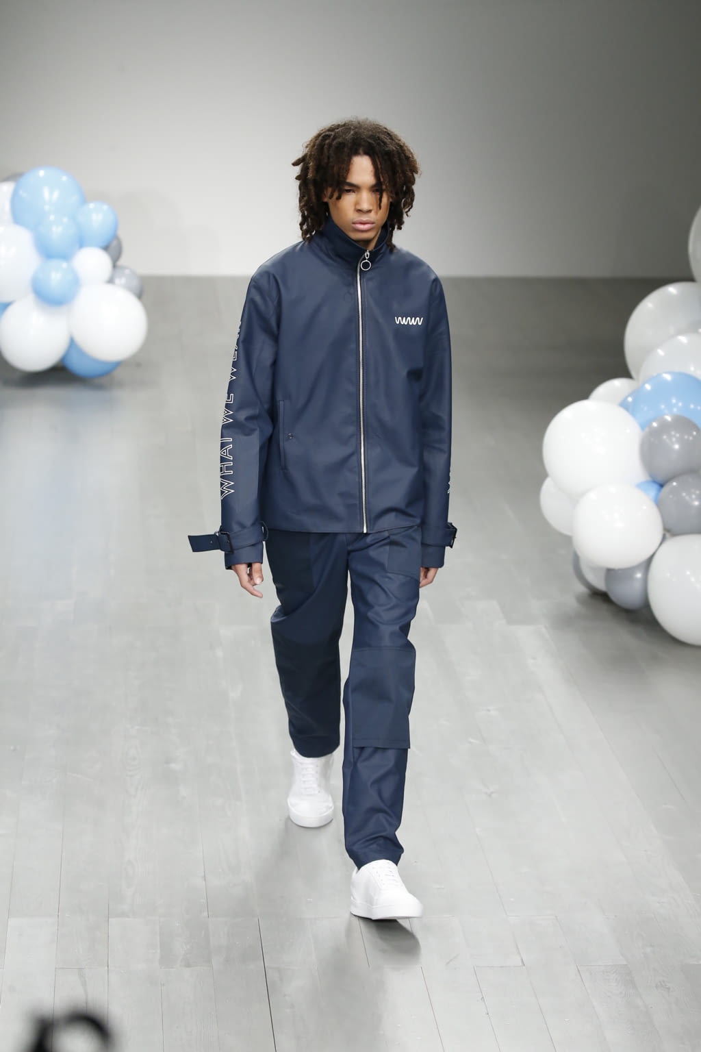 Fashion Week London Fall/Winter 2018 look 1 from the What We Wear collection menswear