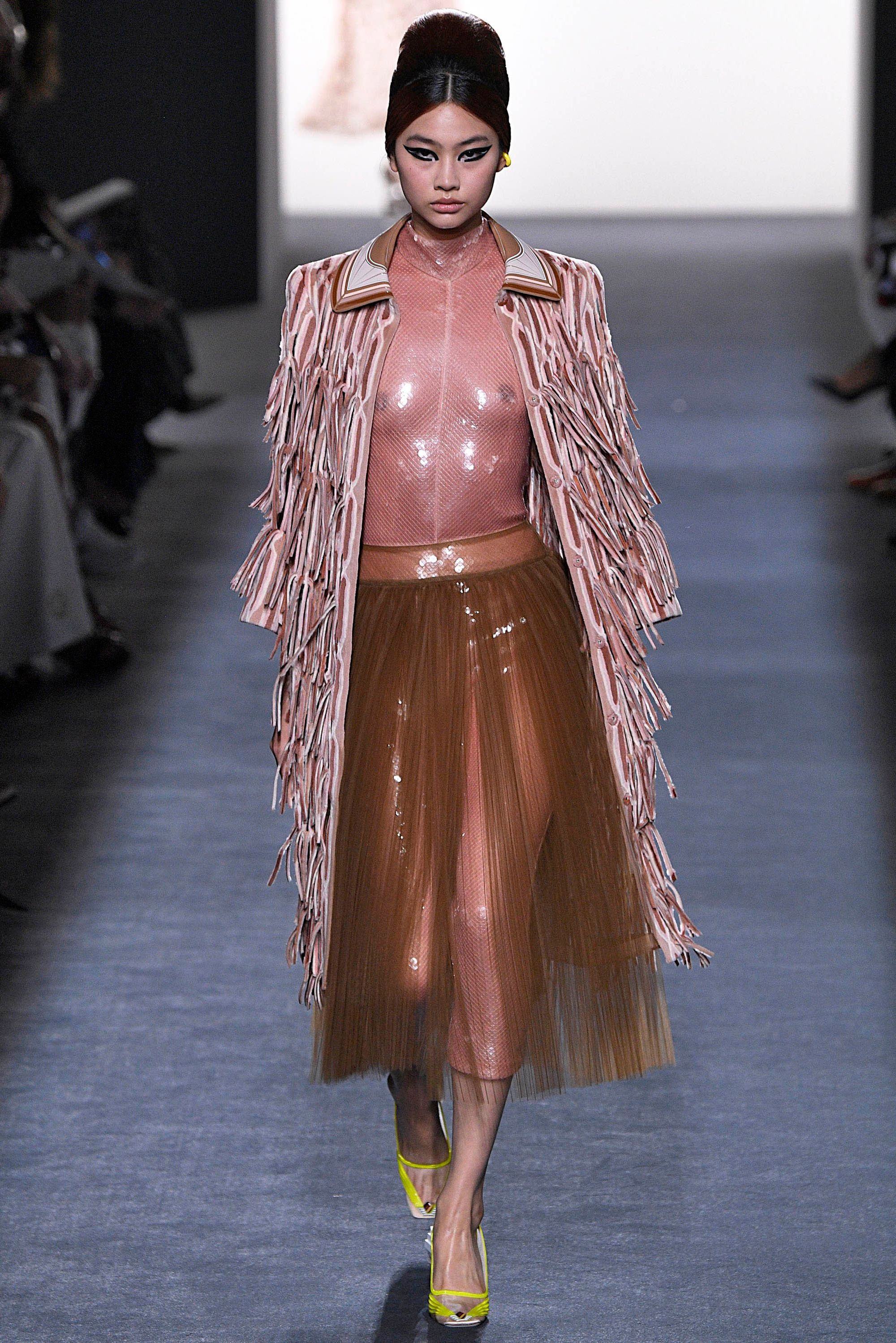 Model Hoyeon Jung walks on the runway during the Louis Vuitton Fashion Show  during Paris Fashion