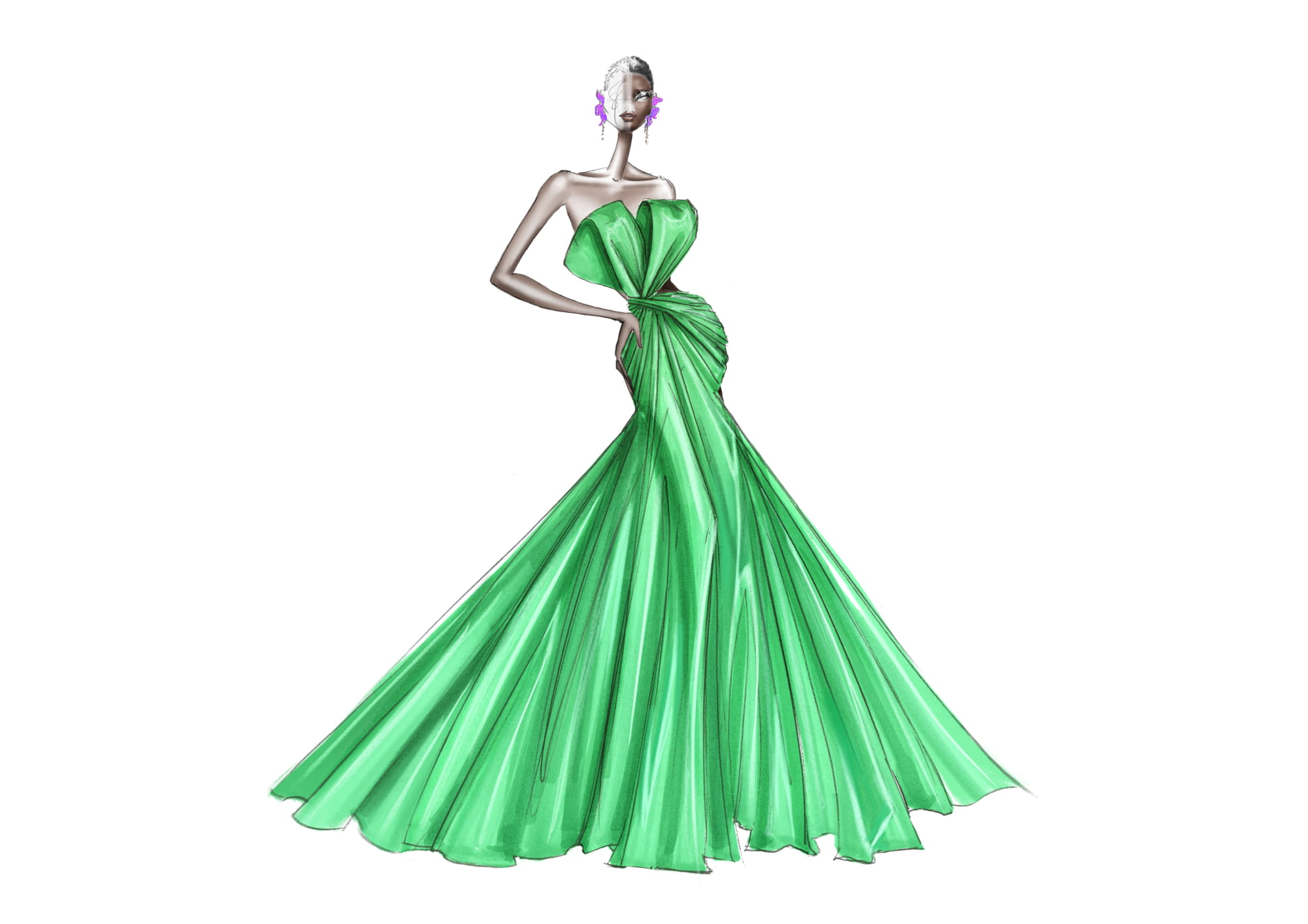 ralph and russo green dress Ralph & Russo Emerald Green Silk Maxi Dress Size 36 FR